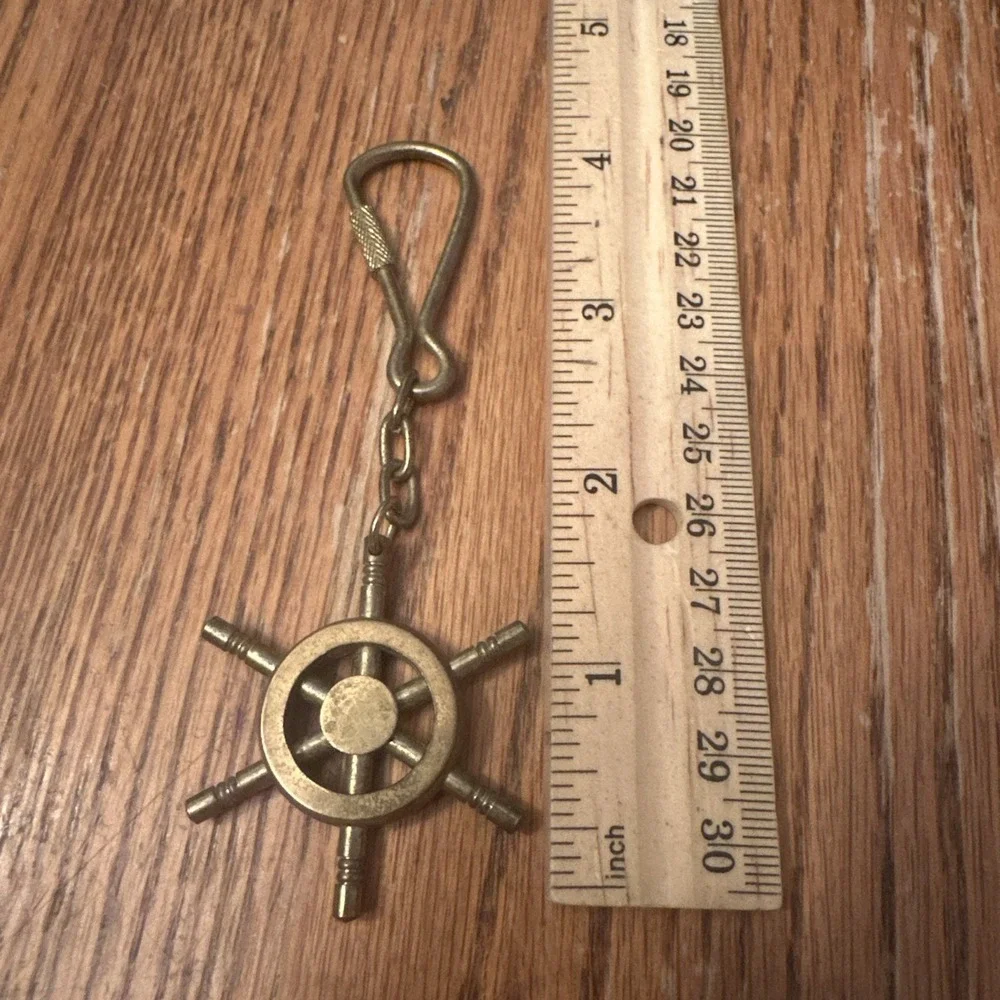Unbranded Ship Wheel Keychain Unisex‎ OS Gold Good Nautical Brass Helm Maritime